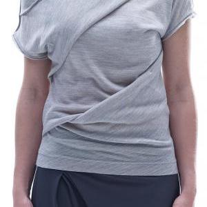 Yoga Gray Top / Casual Asymmetrical Blouse