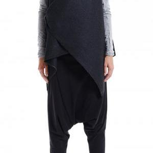 Charcoal Kasha Sleeveless Coat / Graphite Wool..