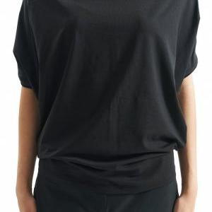 Loose Black Top/ Oversized Short Sleeved Blouse/..