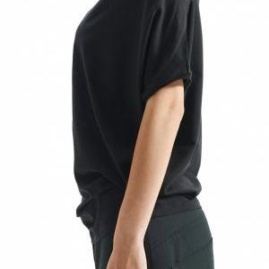 Loose Black Top/ Oversized Short Sleeved Blouse/..
