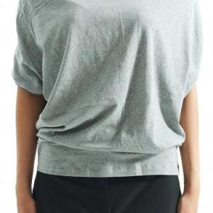 Loose Gray Blouse/ Oversized Short Sleeved Blouse/..