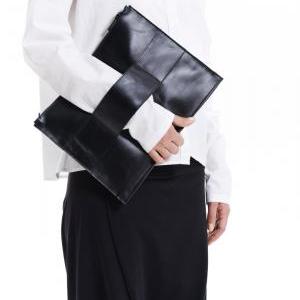 Black Leather Clutch / Premium Leather Bag /..